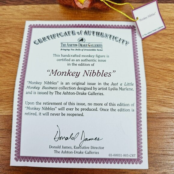 Just a Little Monkey Business Ashton Drake Gallery Lydia Marlene Nibbles Figure - Picture 2 of 12